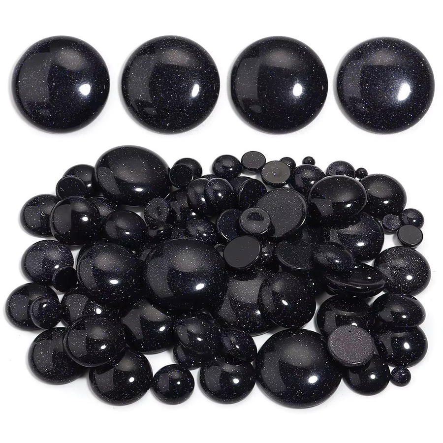 louleur Naturstein Cabochon Schwarzer Sandstein, Schwarz, Unisex - Bild 3