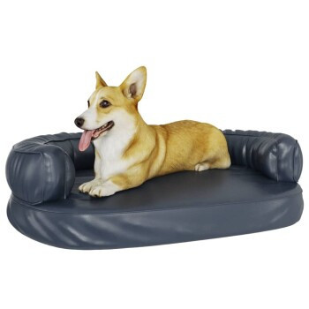 vidaXL Hundebett Ergonomisch aus Kunstleder in Blau mit rutschfester Unterseite B: 88 cm, T: 65 cm, H: 21 cm - Bild 3