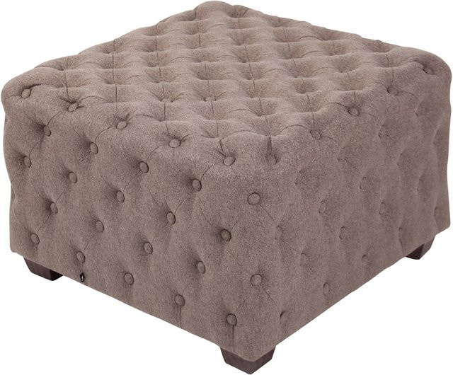 TPFLiving Sitzhocker Nantes aus Stoff in Taupe und Beige mit Samt-Optik, B/T/H: 44 x 44 x 65 cm - Bild 1