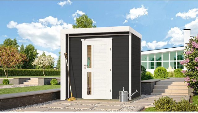 WEKA Holz-Gartenhaus Designhaus 262 mit Flachdach in Anthrazit und Grau, B/T: 214 x 215 cm - Bild 1
