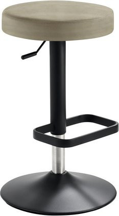 Mayer Sitzmöbel Barhocker Tresenhocker Tellersitz, höhenverstellbar, Mikrofaser in Lederoptik, Farbe: Beige, Gestell: Schwarz, B/T/H: 44 x 44 x 55 cm - Bild 1