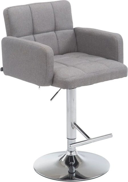 DELUKE Barhocker SUTUN höhenverstellbarer Barstuhl aus Stoff in Grau mit silbernem Fußkreuz, drehbar mit Lehne, B/T/H: 60 x 56 x 93 cm - Bild 1