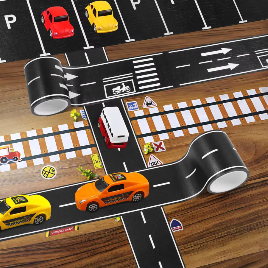 TWBEB Cartoon DIY abnehmbares Papierband, Road Rail Track Highway, Aufkleber zum Basteln - Bild 2