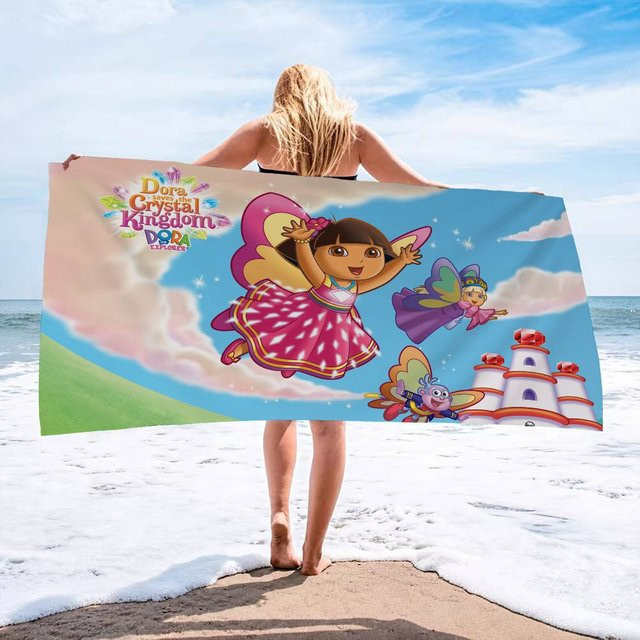 D-Dora The E-Explorer Strandtuch mit Cartoon-Mikrofaser-Aufdruck, saugfähig und weich, Multicolour - Bild 1