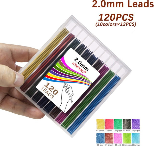 MROOFUL Mechanische Bleistiftminen 2B in 10 Farben, 2,0 mm, 120 Stück - Bild 1