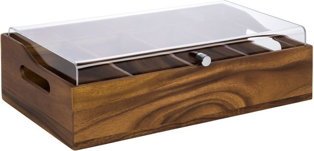 APS Besteckbehälter VINTAGE aus Akazienholz und Acryl, braun/transparent, B: 28 cm, T: 51 cm, H: 14,5 cm - Bild 1
