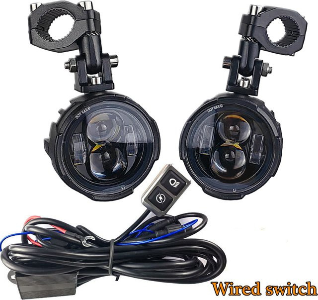 OTBS LED Motorrad Nebelscheinwerfer Paar 100W mit Doppel-Farbe und Blinkerfunktion in Schwarz - Bild 1