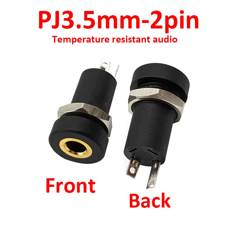 JCD 3,5-mm-Audio-Klinkenstecker Stereo zum Einlöten in die Platte mit Mutter, Schwarz - Bild 2