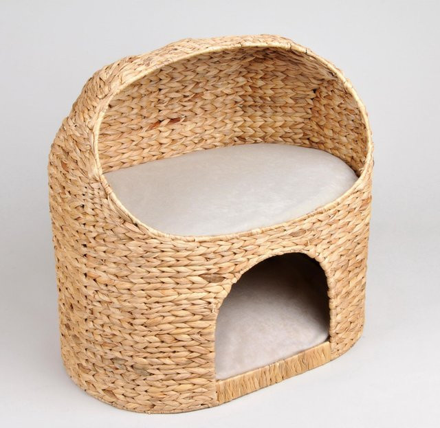 Katzenhöhle Marvin von Silvio Design aus Wasserhyazinthe in Braun und Beige, B/T/H: 55,0 x 39,0 x 54,0 cm - Bild 1