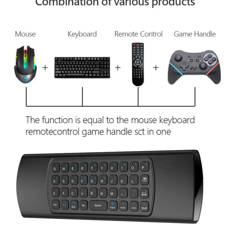 Kebidu MX3 Air Mouse Drahtlose Mini Tastatur mit Sprachsteuerung und Hintergrundbeleuchtung in Schwarz für PC, Android und Smart TV - Bild 5