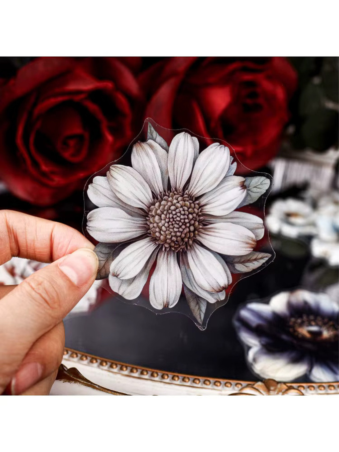 20 Stück Retro Blumen Aufkleber im Vintage Stil mit Rosen für Scrapbooking und DIY Projekte - Bild 3