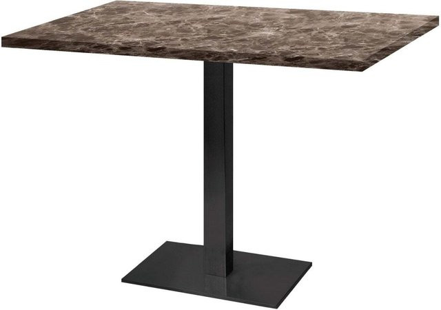 RestooTab Tisch Milan rechteckig in Steinoptik und Holzdekor, Farbe Steingrau/Dunkelgrau/Marmoriert mit schwarzem Gestell, B/T/H: 120 x 70 x 75 cm - Bild 1
