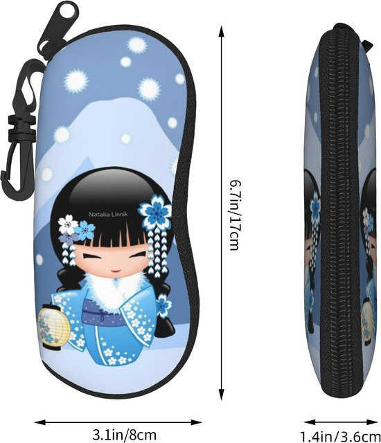 Fancy Style Studio Brillenetui Sakura Kokeshi Puppe, Gray - Bild 1