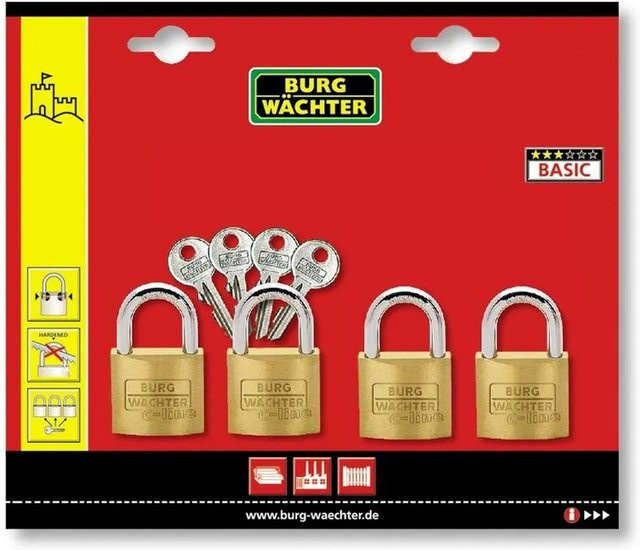 Burg Wächter Vorhangschloss-Set Quadro 222 15 SB in Gold und Silber - Bild 1