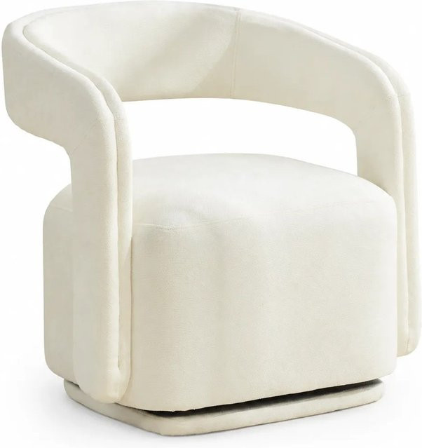 PXloue Loungesessel Drehsessel mit 360 Grad Drehung aus Chenille in Weiß - Bild 1
