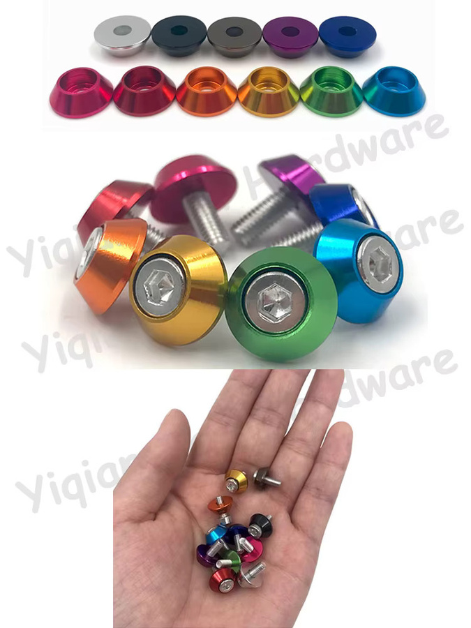 Yiqianyuan Aluminiumlegierung Unterlegscheiben für Kappenkopfschrauben als Dichtung, Mehrfarbig, RC Autozubehör, M2-M10 - Bild 3