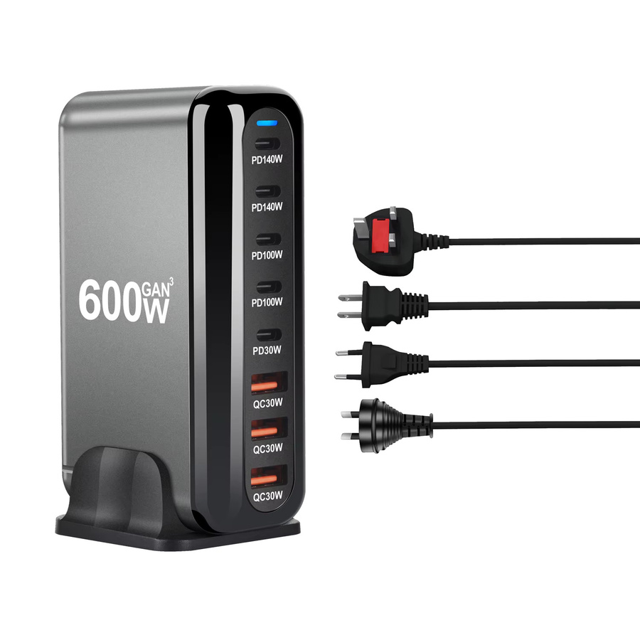 Deepartner 600 W USB Typ C Schnellladegerät mit 8 Ports und PD Fast Charge 3.0 für Mobiltelefone und Tablets - Bild 4