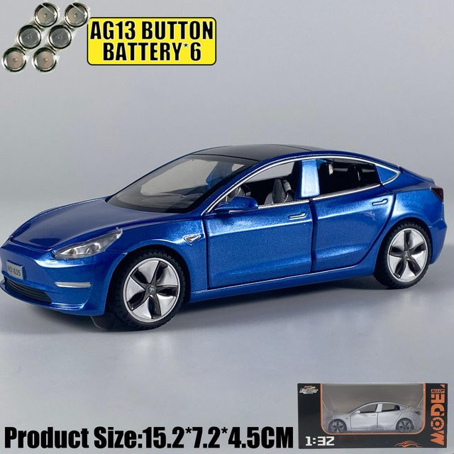 Linyi toy car Modell 3 Mittelklasse Luxuslimousine, Modellauto, 1:32, Metall, Blau - Bild 1