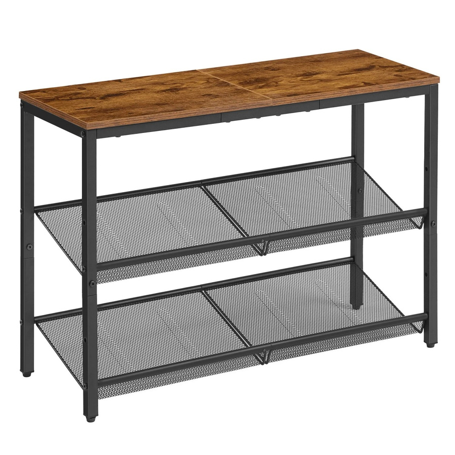 Vasagle Schuhregal mit 3 Ebenen im Industriedesign, Braun, B/H/T: 75 x 28 x 53 cm - Bild 2