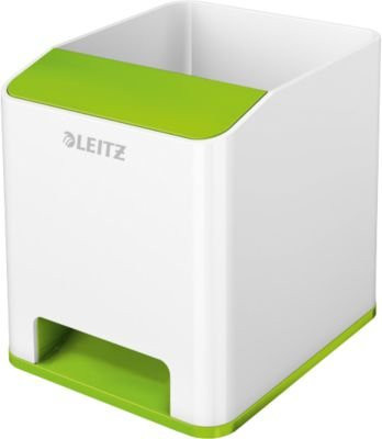 Leitz WOW Sound Stiftehalter mit 1 Fach und Smartphone-Fach zur Soundverstärkung, weiß/grün - Bild 1