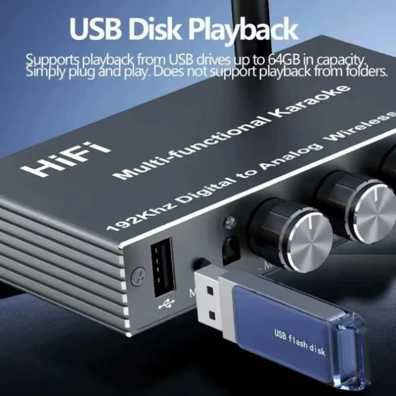 XIKCU Bluetooth 5.4 HIFI Audio-Konverter in Schwarz mit optischem und koaxialem Anschluss, RCA, AUX sowie U-Disk-Wiedergabe und IR-Fernbedienung für dein Heimkino-Stereo-Upgrade - Bild 4