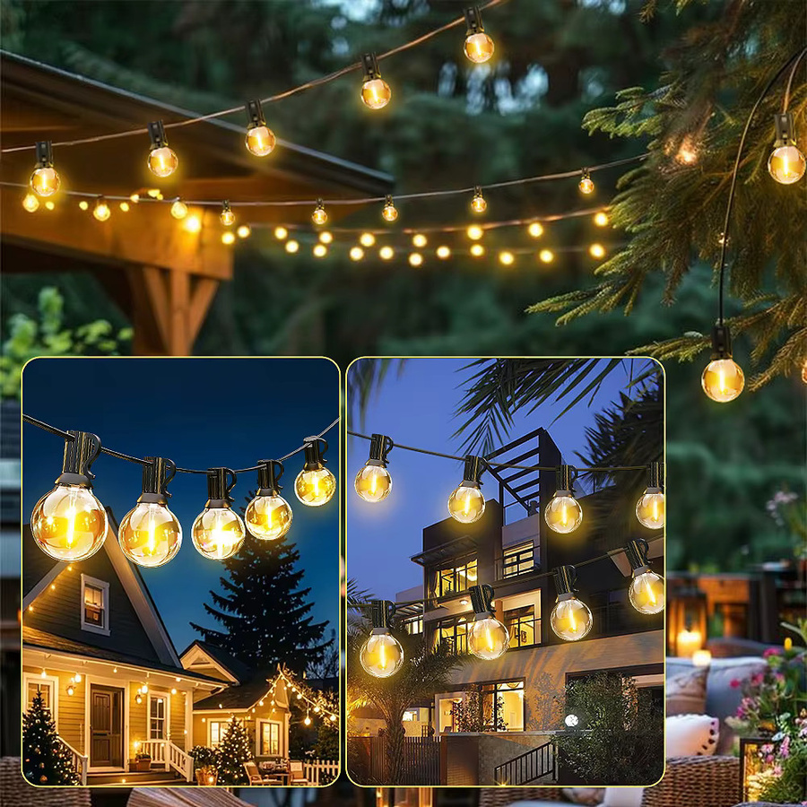 G40 LED-Solar-Lichterkette in Warmweiß mit Fernbedienung, 8 Blinkmodi und einstellbarer Helligkeit, wetterbeständig - Bild 6