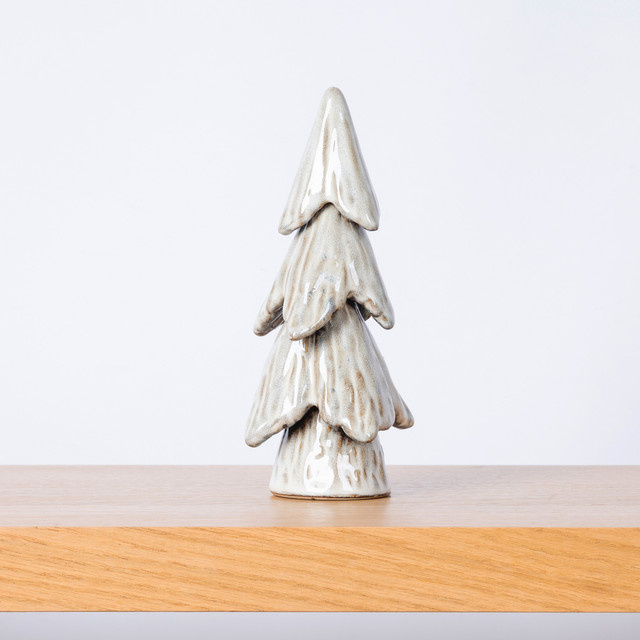 Weihnachtlicher Deko Baum von BLUME2000 in Cremeweiß und Gold, Tischdeko Höhe: 19,0 cm, Breite: 8,0 cm, Tiefe: 8,0 cm - Bild 1