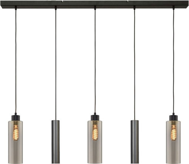Masterlight Ortona 3/2 Pendelleuchte 5-flammig in Schwarz matt mit transparenten Glaszylindern - Bild 1