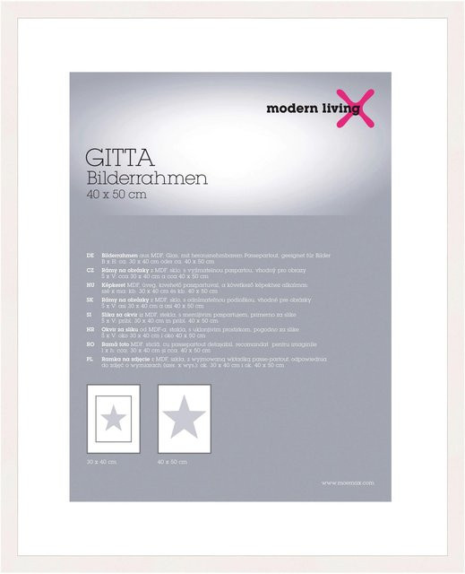 Modern Living Bilderrahmen Gitta in Weiß, rechteckig, Holz, B: 40 cm, H: 50 cm - Bild 1