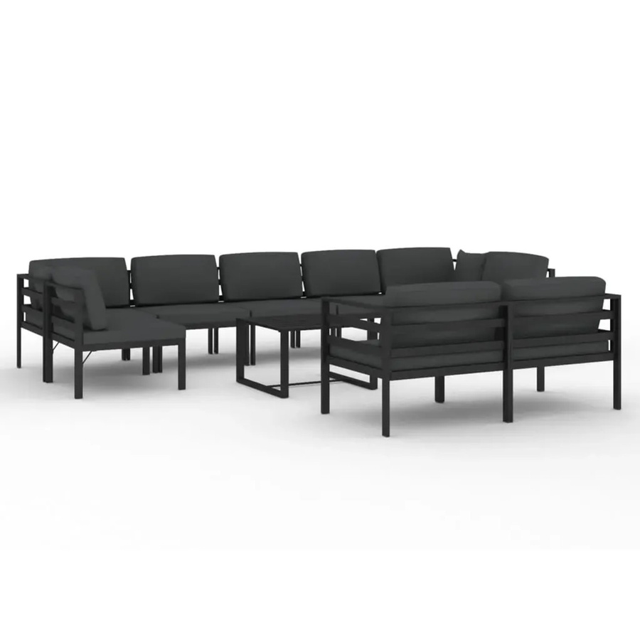 vidaXL 10-teiliges Garten-Lounge-Set aus Aluminium mit Kissen in Anthrazit - Bild 2