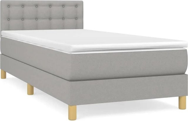 vidaXL Boxspringbett mit Matratze Hybrid-System in Hellgrau, B/T/H: 80 x 200 x 78 cm - Bild 1