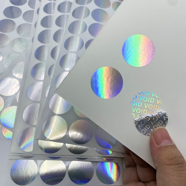 Runde Radium-Schimmer-Siegelaufkleber mit VOID-Laser-Effekt für Umschläge und Verpackungsboxen, Mehrfarbig - Bild 1
