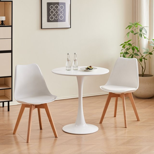 Runder Esstisch GrandCA HOME im skandinavischen Design, Weiß/Schwarz, Durchmesser: 70 cm - Bild 1