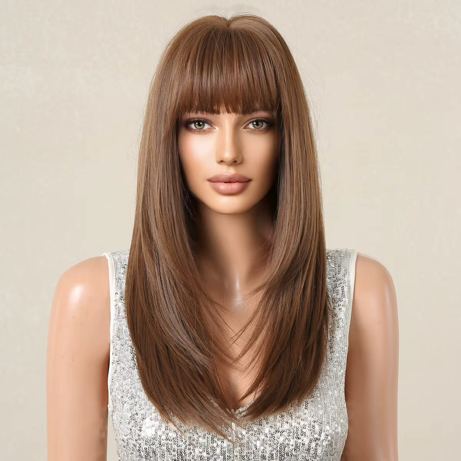EASIHAIR Perücke, synthetisch, braun, lang, Pony, Damen - Bild 2