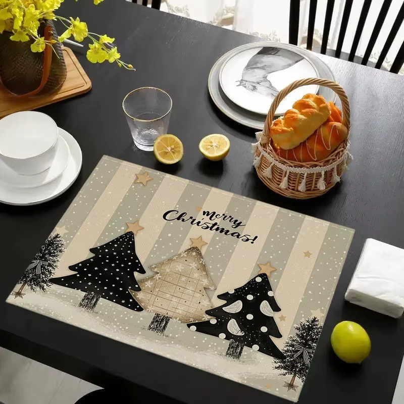 VIKAMA Weihnachts Tischsets mit Streifenmuster für deine Weihnachtsfeier Dekoration - Bild 2