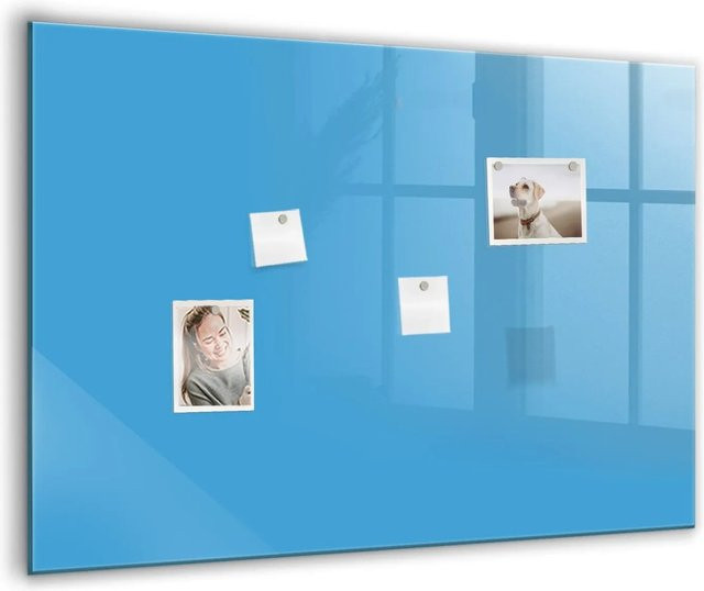 Tulup Glasmagnettafel in Blau, beschreibbares Whiteboard aus Glas für die Wand, Breite: 100 cm, Höhe: 70 cm - Bild 1