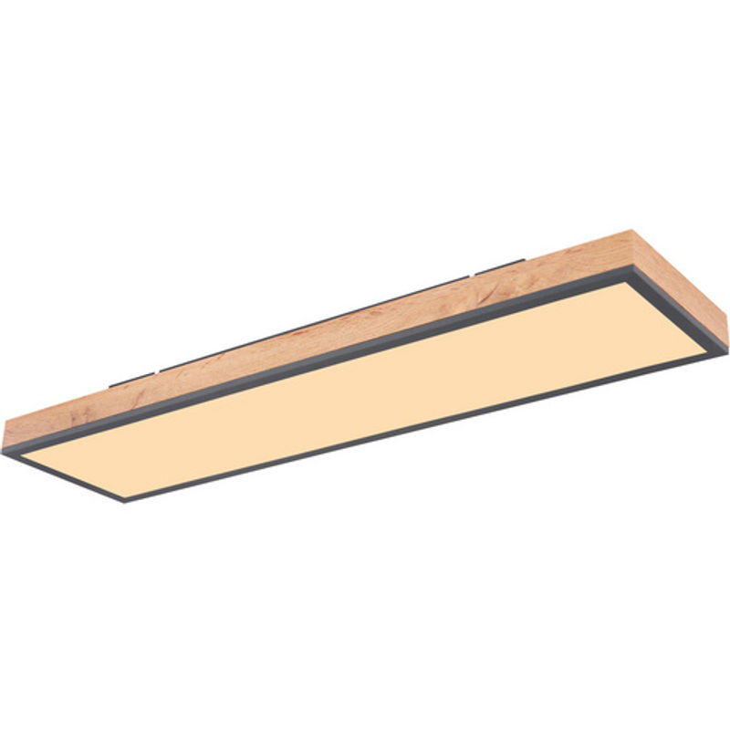 GLOBO LIGHTING LED-Deckenleuchte Doro in Grau mit Holzoptik, dimmbar und mit Fernbedienung, B/T/H: 78 x 20 x 7,8 cm - Bild 3