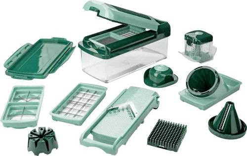 Nicer Dicer Fusion Smart Gemüseschneider, 16-teilig, Grün, 1,25 l Auffangbehälter mit Edelstahlklingen - Bild 1