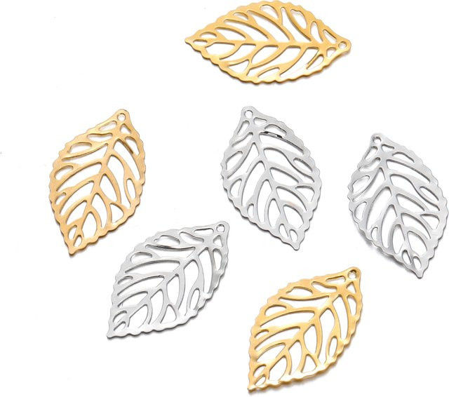 YouYoungDifferent Baum Blätter Charms Anhänger, Messing, Silber, Unisex - Bild 1