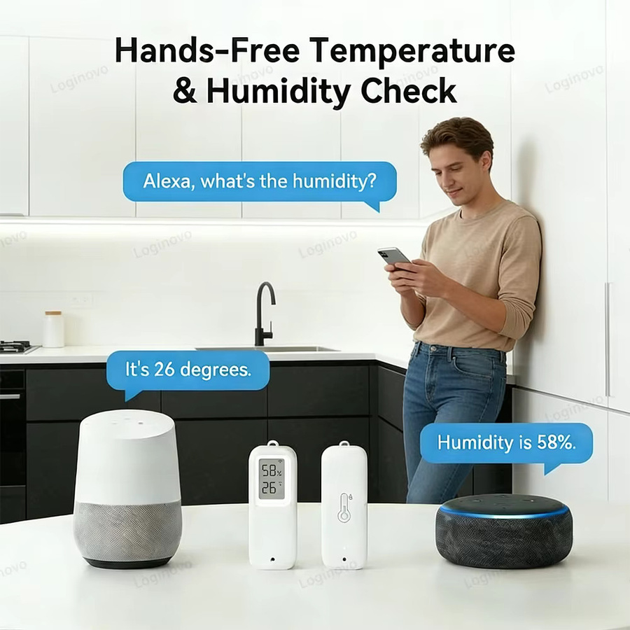 Forubest Zigbee Smart Thermometer Hygrometer IP65 Wasserdichter LCD-Temperatur- und Feuchtigkeitssensor in Weiß, kompatibel mit Alexa und Google Home via TUYA Z2M - Bild 3
