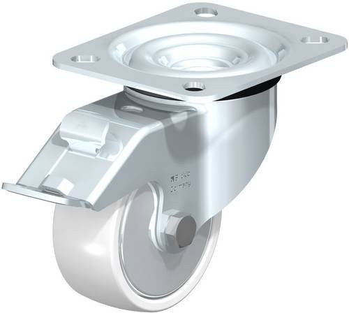 Blickle Lenkrolle 75R-FI-FA mit Feststeller in Weiß und Silber, Rad-Durchmesser: 75 mm, Tragfähigkeit: 150 kg - Bild 1