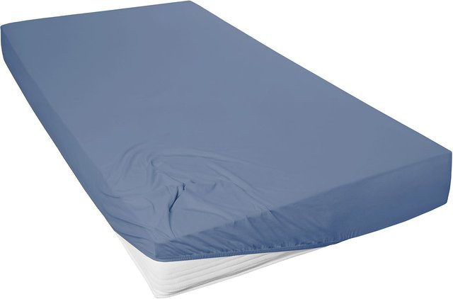 PRIMERA Mako-Feinjersey Spannbetttuch aus Baumwolle, Blau, B/T: 100 x 120 cm, H: 200 cm - Bild 1