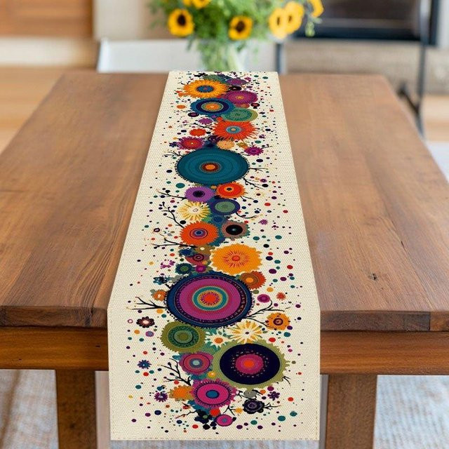 Bohemian Tischläufer von JMG Household Supplies mit buntem Blumenmuster im ethnischen Retro-Stil, Mehrfarbig, B/H: 40 x 140 cm - Bild 1