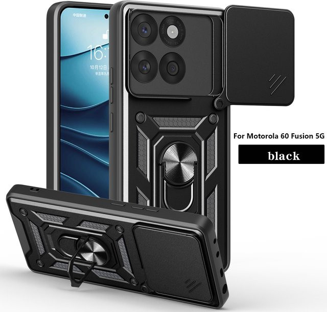 Stoßfeste Armor Schutzhülle für Motorola Moto Edge 60 Fusion mit integriertem Autohalterungsring in Schwarz oder Blau - Bild 1
