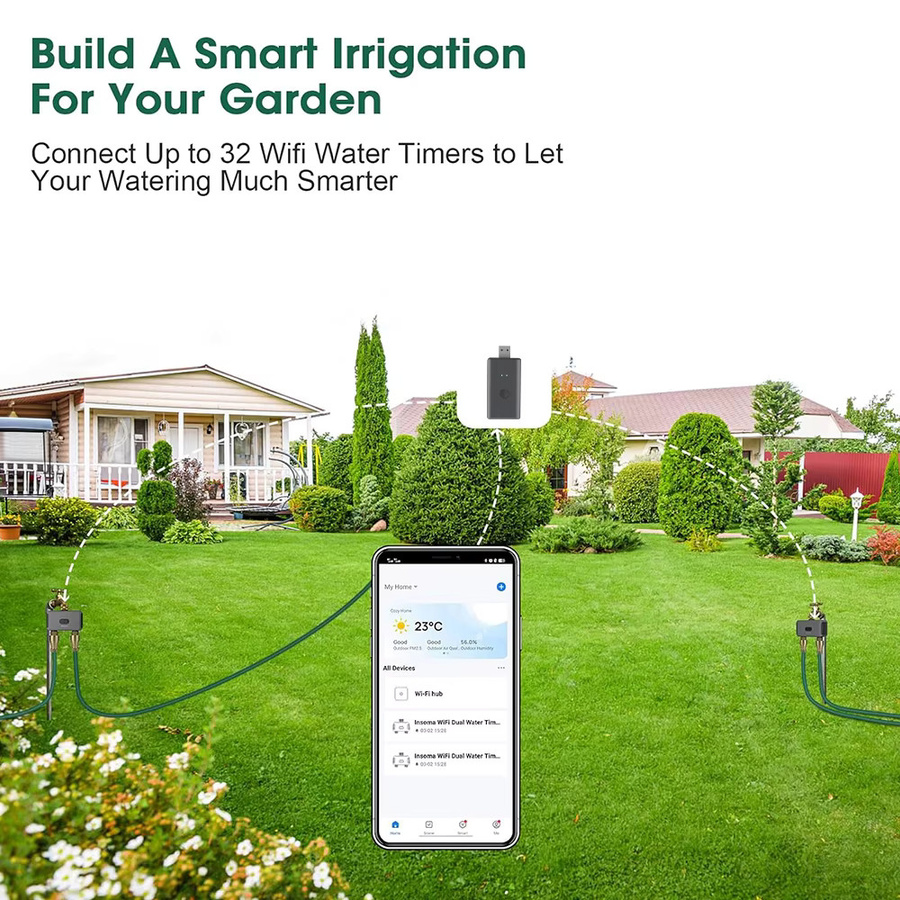 Insoma Wasserhahn Schlauch Timer mit Dual Outlet für die automatische Gartenbewässerung in Grau - Bild 4