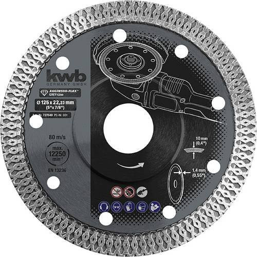 kwb Diamanttrennscheibe für Stein, Durchmesser: 125 mm, Bohrungs-Ø: 22,23 mm, Farbe: Grau - Bild 1