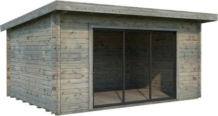 Palmako Gartenhaus Lea Slide Plus aus Fichtenholz in Grau mit Pultdach B/T/H: 450 x 330 x 244 cm - Bild 3