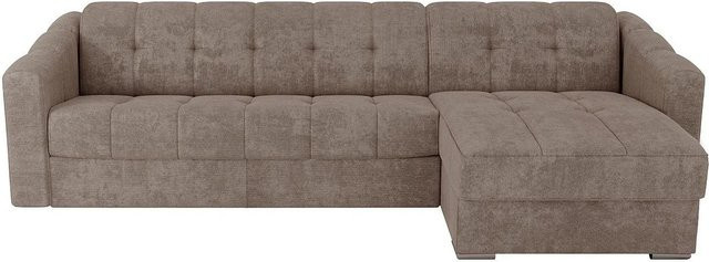 Vente-unique Schlafsofa Darielo in Taupe, L-Form, Polsterstoff, Breite: 275 cm, Liegefläche: 140 x 200 cm - Bild 1
