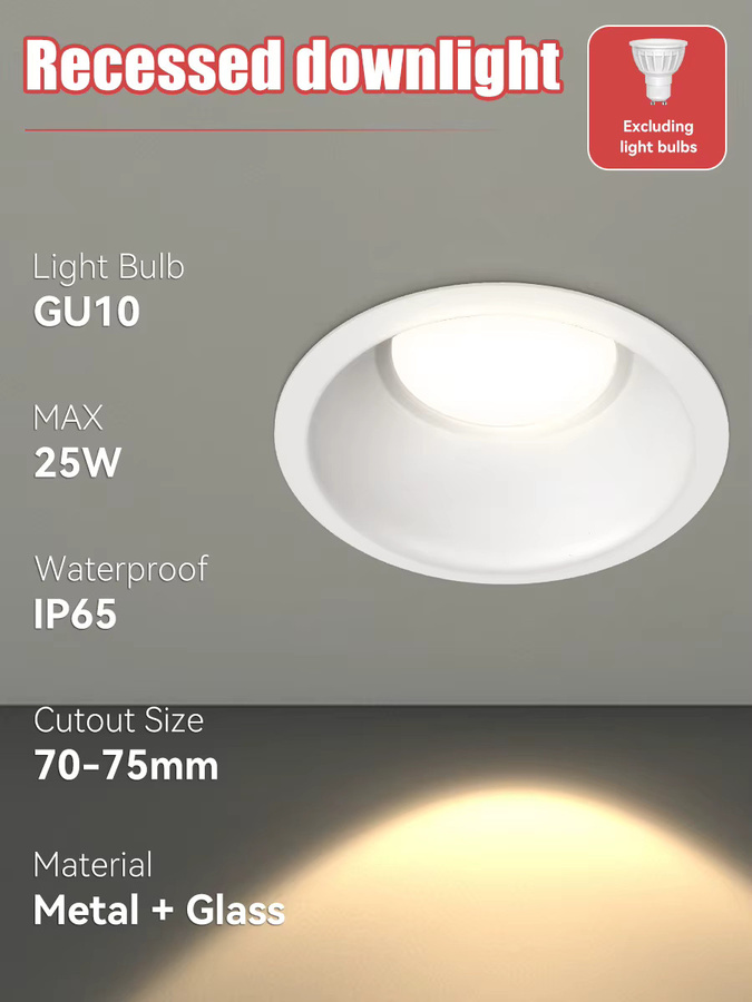 LANGYUE LED Einbau-Downlight GU10, Wasserdichte IP65 Spot-Leuchte in Weiß für Badezimmer, Küche und Wohnzimmer, 25W Max - Bild 2