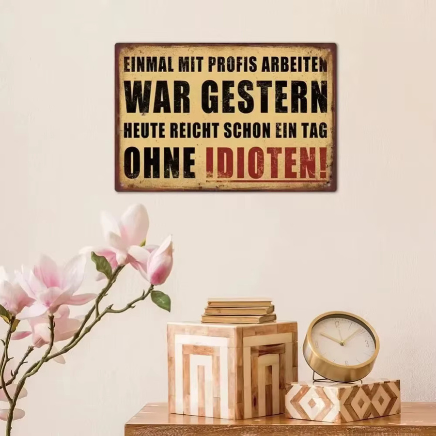 Putuo Decor Dekorative Metall-Hängeschilder im Vintage-Stil mit Spruch Einmal Mit Profis Gearbeitet War Gestern, Rechteckig, Breite: 30,0 cm, Höhe: 20,0 cm - Bild 3